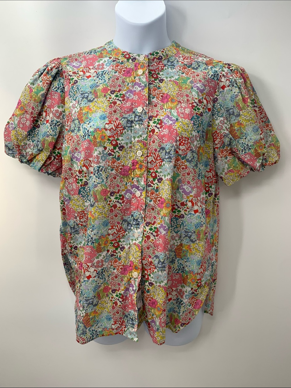 J. Crew Women's Classic Floral Cotton Short Sleevles Shirt Size 14